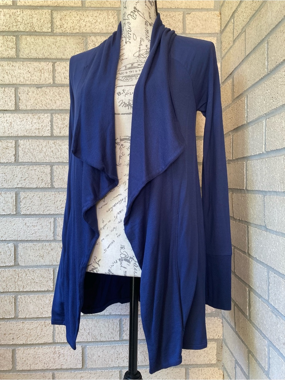 Lilly Pulitzer Luxletic Elyssa Wrap Waterfall Open Front Cardigan Navy Blue XXS